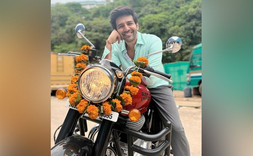 Actor Kartik Aaryan Shares Best Wishes For Dussehra With His Royal Enfield Classic 350